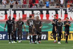 DFB Pokal; FC Ingolstadt 04 - SV Darmstadt 98; vor dem Spiel Patrick Schmidt (9, FCI) Moussa Doumbouya (27, FCI) Nico Antonitsch (5, FCI) Hawkins Jalen (20 FCI) Dominik Franke (3 FCI) Calvin Brackelmann (17, FCI) Tobias Schröck (21, FCI) Hans Nunoo Sarpei