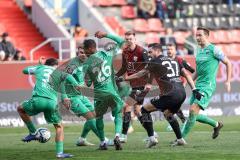 3. Liga; FC Ingolstadt 04 - 
SV Sandhausen; #Gerangel vor dem Tor, Torchance Pascal Testroet (37, FCI) Jannik Mause (7, FCI) Ben Balla Yassin (26 SVS) Ehlich Christoph (3 SVS) Knipping Tim (4 SVS)