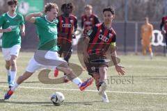 U19 - Nachwuchsliga -  - Saison 2024/25 - FC Ingolstadt 04 - 1. FC Schweinfurth - Mustafa Özden rot FCI - Noah Reuß grün Schweinfurth  - Foto: Meyer Jürgen