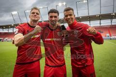 3. Liga; FC Ingolstadt 04 - SSV Ulm; Sieg Jubel Freude die Torschützen Simon Lorenz (32, FCI) Davide Sekulovic (33, FCI) Marcel Costly (22, FCI) 2 Tore