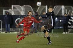 2023_11_24 - Bayernliga Nord - Saison 2023/24 - FC Ingolstadt 04 II - DJK Gebenbach - Jeroen Krupa rot FCI -  - Fabian Vogl schwarz Gebenbach - Foto: Meyer Jürgen