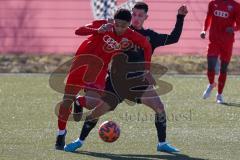 A - Junioren Bundesliga Süd/Südwest -  Saison 2021/2022 - FC Ingolstadt 04 - FC Bayern München - Dibrani Benjamin schwarz Bayern M. #28 - Udogu David (#3 FCI) - Foto: Meyer Jürgen