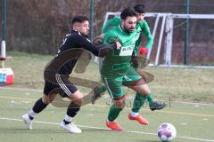 Freundschaftsspiel - Türk SV Ingolstadt - SV Manching - Saison 2023/23 - Abdel Abou-Khalil grün Manching - Melih Soysal schwarz Türk SV - Foto: Meyer Jürgen