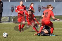 2. Frauen-Bundesliga - Saison 2021/2022 - FC Ingolstadt 04 - Eintracht Frankfurt II - Reischmann Stefanie (#21 FCI) - Maier Ramona (#18 FCI) - Platner Paulina #6 Frankfurt - Foto: Meyer Jürgen