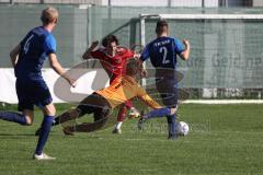 Kreisliga - Saison 2022/2023 - Türk.SV Ingolstadt - SV Menning - Der 1:0 Führungstreffer durch Eray Genc rot Türk SV - Johannes Lechner Torwart Menning - jubel - Marcel Hubner blau #2 Menning - Foto: Meyer Jürgen