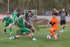 Bezirksliga - Saison 2024/25- FC Fatih - VFB Eichstätt II  - Samuel Schmid grün Eichstätt mit dem 0:1 Führungstreffer - jubel - Marco Miskovic schwarz Fatih - Ömer Illgen Torwart Fatih - Foto: Meyer Jürgen