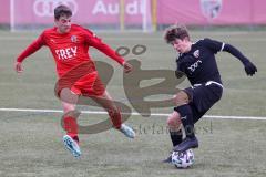 Landesliga Bayern Süd - U17 - B-Junioren -  FC Ingolstadt 04 II - ASV Cham -  Drallo Samuel schwarz FCI - Amberger Fritz rot Cham - Foto: Meyer Jürgen