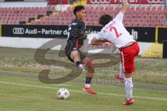 *** Bayernliga Nord - Saison 2025/26 - FC Ingolstadt 04 II - Jahn Regensburg II - Mustafa Özden (Nr.6 - FC Ingolstadt II) - Schön Lenny weiss Regensburg - Foto: Meyer Jürgen