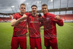 3. Liga; FC Ingolstadt 04 - SSV Ulm; Sieg Jubel Freude die Torschützen Simon Lorenz (32, FCI) Davide Sekulovic (33, FCI) Marcel Costly (22, FCI) 2 Tore