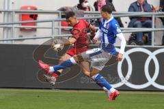 3. Liga - Saison 2025/26 - FC Ingolstadt 04 - Energie Cottbus - Marcel Costly (Nr.22 - FCI) - Nyamekye Awortwie-Grant (Nr.23 - FC Energie Cottbus) - Foto: Meyer Jürgen