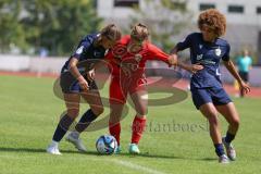 DFB - Pokal Frauen 1. Runde - Saison 2023/2024 - FC Ingolstadt 04 - FC Carl Zeiss Jena - Sarah Schauer (Nr.18 - FCI Frauen) - Bonsu Josephine rechts blau Jena - Foto: Meyer Jürgen