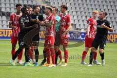 3.Liga - Saison 2022/2023 - SC Freiburg II - FC Ingolstadt 04 -  Pascal Testroet (Nr.37 - FCI) beschützt Hans Nunoo Sarpei (Nr.14 - FCI) - Lukas Kübler (Nr.21 - SC Freiburg II) - - Foto: Meyer Jürgen