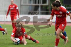 2. Fußball-Liga - Frauen - Saison 2023/2024 - FC Ingolstadt 04 - SC Sand - Lea Wolski (Nr.6 - FCI Frauen) wird gefoult von Loving Emma weiss Sand - Foto: Meyer Jürgen