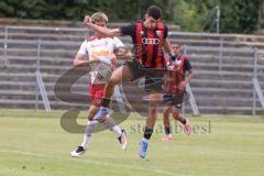 *** Bayernliga Nord - Saison 2025/26 - FC Ingolstadt 04 II - Jahn Regensburg II - Ognjen Draculic (Nr.9 - FC Ingolstadt II) - Luong Thanh weiss Regensburg - Foto: Meyer Jürgen