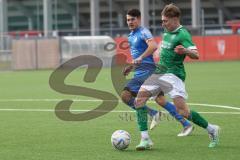 2024_2_17 - Saison 2023/24 - AUDI-Schanzer Amateur Cup - SV Hundszell - FC Gerolfing - Finale - Luca Kammerer  blau Hundszell - Timo Kraus grün Gerolfing - Foto: Meyer Jürgen