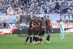 3. Liga; FC Ingolstadt 04 - TSV 1860 München; Tor Jubel Treffer Jannik Mause (7, FCI) mit Moritz Seiffert (23, FCI) Mladen Cvjetinovic (19, FCI) Marcel Costly (22, FCI) Felix Keidel (43, FCI)