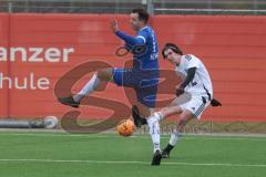 AUDI - Schanzer Amateur Cup - Halbfinale 1 - Saison 2024/25 - FC Mindelstetten - SV Menning - Florian Dormeier blau Menning - Ben Forchhammer weiss Mindelstetten - Foto: Meyer Jürgen