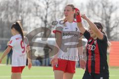 2. Bundesliga Frauen - Saison 2024/25 - FC Ingolstadt 04 Frauen - SC Freiburg II - Der 1:0 Führungstreffer durch Emma Kusch (Nr.9 - FCI Frauen) - jubel - Pija Reininger (Nr.21 - FCI Frauen) - Maas Mia-Lena #4 Freiburg - Foto: Meyer Jürgen