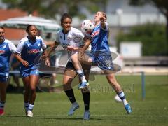 Testspiel - 2. Bundesliga Frauen - Saison 2026/27  - FC Ingolstadt 04 Frauen -  - Samantha Stiglmair (Nr.5 - FCI Frauen) - Esther Melicharek blau Hoffenheim - Foto: Meyer Jürgen