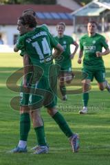 Totopokal- Saison 2023/2024 - SV Manching  - VFB Eichstätt - Der 1:0 Führungstreffer durch Fabian Neumayer (Nr.9 - SV Manching) - jubel - Selim Akdeniz (Nr.14 - SV Manching) - Foto: Meyer Jürgen