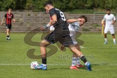*** Bayernliga Nord - Saison 2025/26 - FC Ingolstadt 04 II - ATSV Erlangen - Ognjen Draculic (Nr.9 - FC Ingolstadt II) - Lukas Kuschka weiss Erlangen - Foto: Meyer Jürgen