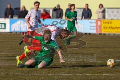 Bezirksliga OBB Nord - SV Manching - FC Schwabing München - Rainer Meisinger (#19 Manching) wird gefoelt von Hinrichs Rafael weiss Schwabing und bleibt längere Zeit verletzt am Boden liegen - Foto: Jürgen Meyer