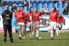 3. Liga; SV Meppen - FC Ingolstadt 04; warmup vor dem Spiel Patrick Schmidt (9, FCI) Marcel Costly (22, FCI) Rico Preißinger (6, FCI)