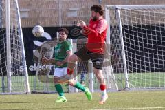 2024_2_17 - Saison 2023/24 - AUDI-Schanzer Amateur Cup - FC Gerolfing - TV 1861 Ingolstadt - Halbfinale 2 - Altan Calim grün Gerolfing - Thomas Schäffer rot 1861 Ing. - Foto: Meyer Jürgen