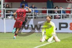 3. Liga; FC Ingolstadt 04 - SV Waldhof Mannheim; Tor Jubel Treffer 2:0 Marcel Costly (22, FCI) Torwart Nijhuis Thijmen (1 SVWM)