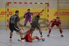 Lotto Bayern Hallencup - Finale - Lindenkreuzhalle Saison 2024/25 - FC Türk Sport Garching - Türk SV Ingolstadt - Maximilian Kalus schwarz Türk Sport Garching - Thomas Schreiner links schwarz Türk Sport Garching - Aurel Kuqanaj rot Türk Ing. - Foto: Meyer