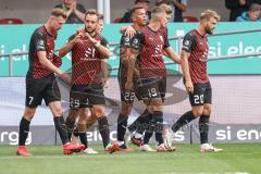 3. Liga; FC Ingolstadt 04 - SSV Ulm 1846; David Kopacz (29, FCI) Scuß Tor Jubel Treffer 2:0, Marcel Costly (22, FCI) Jannik Mause (7, FCI) Yannick Deichmann (20, FCI) Benjamin Kanuric (8, FCI) Moritz Seiffert (23, FCI) Herz