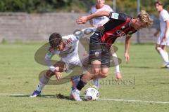 *** A-Junioren Bundesliga  - Saison 2025/26 - A-Junioren - FC Ingolstadt 04 - 1. FC Nürnberg - Haxhiu Lion weiss Nürnberg - Michelbach Kilian rot FCI - Foto: Meyer Jürgen