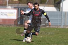 Bayernliga Nord - Saison 2025/26 - FC Ingolstadt 04 II - SpVgg Bayern Hof - Muhammed Atak (Nr.2 - FC Ingolstadt II) - Niklas Stadelmann weiss Bayern Hof  - Foto: Meyer Jürgen