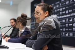 3. Liga; FC Ingolstadt 04 - Neue Trainerin, Pressekonferenz, Cheftrainerin Sabrina Wittman (FCI) im Interview Pressesprecherin Kristina Richter (FCI) Sportdirektor Ivica Grlic  (FCI)