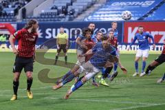 3. Liga - Hansa Rostock - FC Ingolstadt 04 - Ecke, Björn Paulsen (4, FCI) und Francisco Da Silva Caiuby (13, FCI) kommen nicht an den Ball, Bentley Baxter Bahn (8 Rostock)