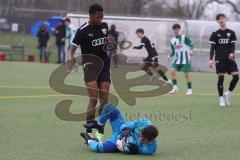 Landesliga Bayern - U17 - B-Junioren - Saison 2022/2023 - FC Ingolstadt 04 II - SV Schalding - Heining  - Ndukwu Dickson schwarz FCI - Enrico Birkner Torwart Schalding - Foto: Meyer Jürgen