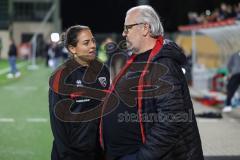 3. Liga; TSV Havelse - FC Ingolstadt 04; nach dem Spiel Gespräch Gratulation zu Sieg 2:6 Cheftrainerin Sabrina Wittmann (FCI) mit Vorsitzender des Vorstandes Peter Jackwerth (FCI)