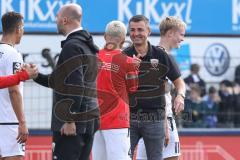 3. Liga; SV Meppen - FC Ingolstadt 04; Spiel ist aus, Sieg Jubel Freude 0:3, Cheftrainer Michael Köllner (FCI) Thomas Rausch (45, FCI) Co-Trainer Maniyel Nergiz (FCI)