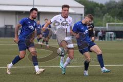 Freundschaftsspiel - Saison 2024/25 - FC Ingolstadt 04 II - TSV Rain/Lech  - Din Alajbegovic (Nr.20 - FCI U21) - Reichl Tobias blau Rain/Lech - Miskovic Marko blau links Rain/Lech - Foto: Meyer Jürgen