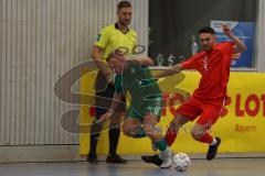 Lotto - Hallen - Bayerncup -  Saison 2022/2023 - FC Fatih Ingolstadt - FC Rockolding - Dardan Berisha #5 rot Fatih - Denis Hadzic grün Rockolding -  Foto: Meyer Jürgen