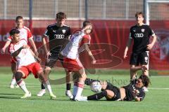 B-Junioren Bundesliga  - Saison 2023/24 - B-Junioren - FC Ingolstadt 04 - FC Bayern München - Polat Arel schwarz FCI - Hoffmann Tim weiss München - Foto: Meyer Jürgen