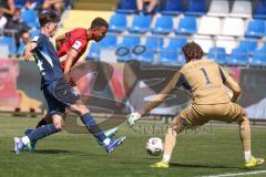 3. Liga - Saison 2025/26 - TSG Hoffenheim II - FC Ingolstadt 04  - Marcel Costly (Nr.22 - FCI) - Lars Strobl (Nr.4 - TSG Hoffenheim II) - Torwart Lukas Blöndal Petersson (Nr.1 - TSG Hoffenheim II) - Foto: Meyer Jürgen