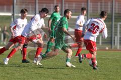 Bezirksliga - Saison 2023/24 - TSV Gaimersheim - FC Schwabing München - Thomas Schreiner (Nr.27 - Gaimersheim) - Marvin Muzhaqui weissmitte Schwabing - Jonas Jehle #20 Schwabing - Foto: Meyer Jürgen