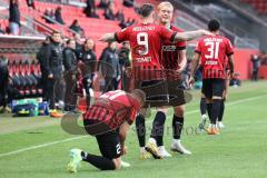 3.Liga - Saison 2022/2023 - FC Ingolstadt 04 -  MSV Duisburg - Der 2:0 Führungstreffer durch Patrick Schmidt (Nr.9 - FCI) - jubel - Foto: Meyer Jürgen