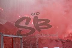 3. Liga - Saison 2025/26 - SV Wehen/Wiesbaden - FC Ingolstadt 04  - Choreo - Bengalos - Feuer - Fankurve - XXXXX - Foto: Meyer Jürgen