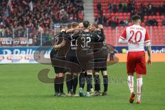 2.BL; SSV Jahn Regensburg - FC Ingolstadt 04; Tor Jubel Treffer Christian Gebauer (22, FCI) Michael Heinloth (17, FCI) Rico Preißinger (6, FCI) Patrick Schmidt (32, FCI) Leon Guwara (20 Jahn)