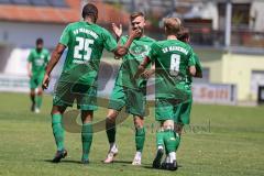 Freundschaftsspiel - Saison 2023/2024 - SV Manching  - FSV Fortuna Regensburg - David Meier (Nr.25 - SV Manching) schiesst den 1:0 Führungstreffer - jubel - Foto: Meyer Jürgen