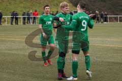 Testspiel - Fußball - SV Manching - VFR Neuburg/Donau  - Der 1:0 Führungstreffer durch Rainer Meisinger (#19 Manching) - jubel - Benedikt Vollnhals (#9 Manching) - Foto: Jürgen Meyer