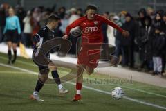 2023_11_24 - Bayernliga Nord - Saison 2023/24 - FC Ingolstadt 04 II - DJK Gebenbach - Aurel Kuqanaj rot FCI - Patrick Hofmann #6 Gebenbach - Foto: Meyer Jürgen