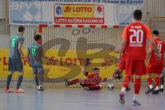 Lotto - Hallen - Bayerncup - Oberbayern -  Saison 2022/2023  - FC Fatih Ing - TSV Murnau - 2:1 - Akif Abasikele rot Fatih - Oliver Fastenrat Torwart Murnau - Foto: Meyer Jürgen